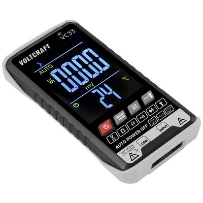 Multimeter in Nahaufnahme, zeigt '0000 mV' und '24 °C' auf digitalem Display, mit schwarzen und weißen Tasten für verschiedene Funktionen.