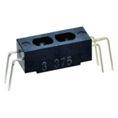 Ein schwarzer elektronischer Bauteil mit Metallpins auf beiden Seiten, vermutlich ein Steckverbinder oder IC-Sockel, mit der Zahl '3 375' eingeprägt.