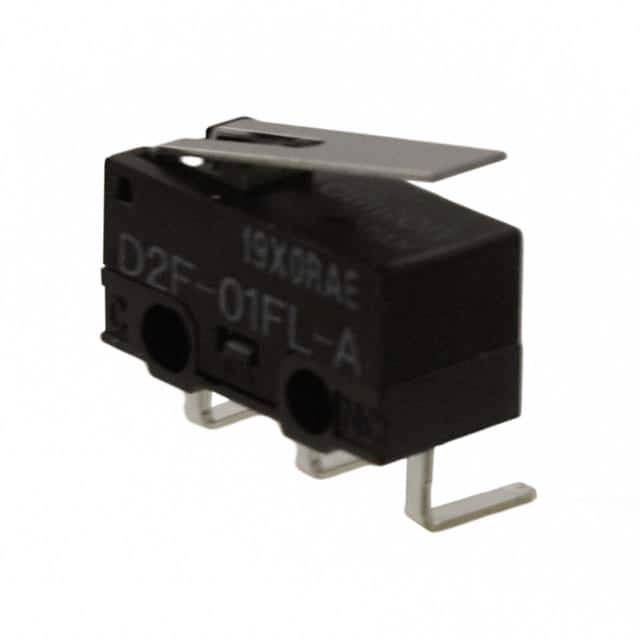 Ein schwarzer Mikroschalter mit zwei Anschlüssen und einem Hebel oben, geeignet für elektronische Anwendungen.