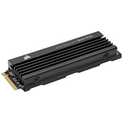 'Schwarze PCIe Gen4 SSD mit Kühlkörper, seitliche Ansicht.'