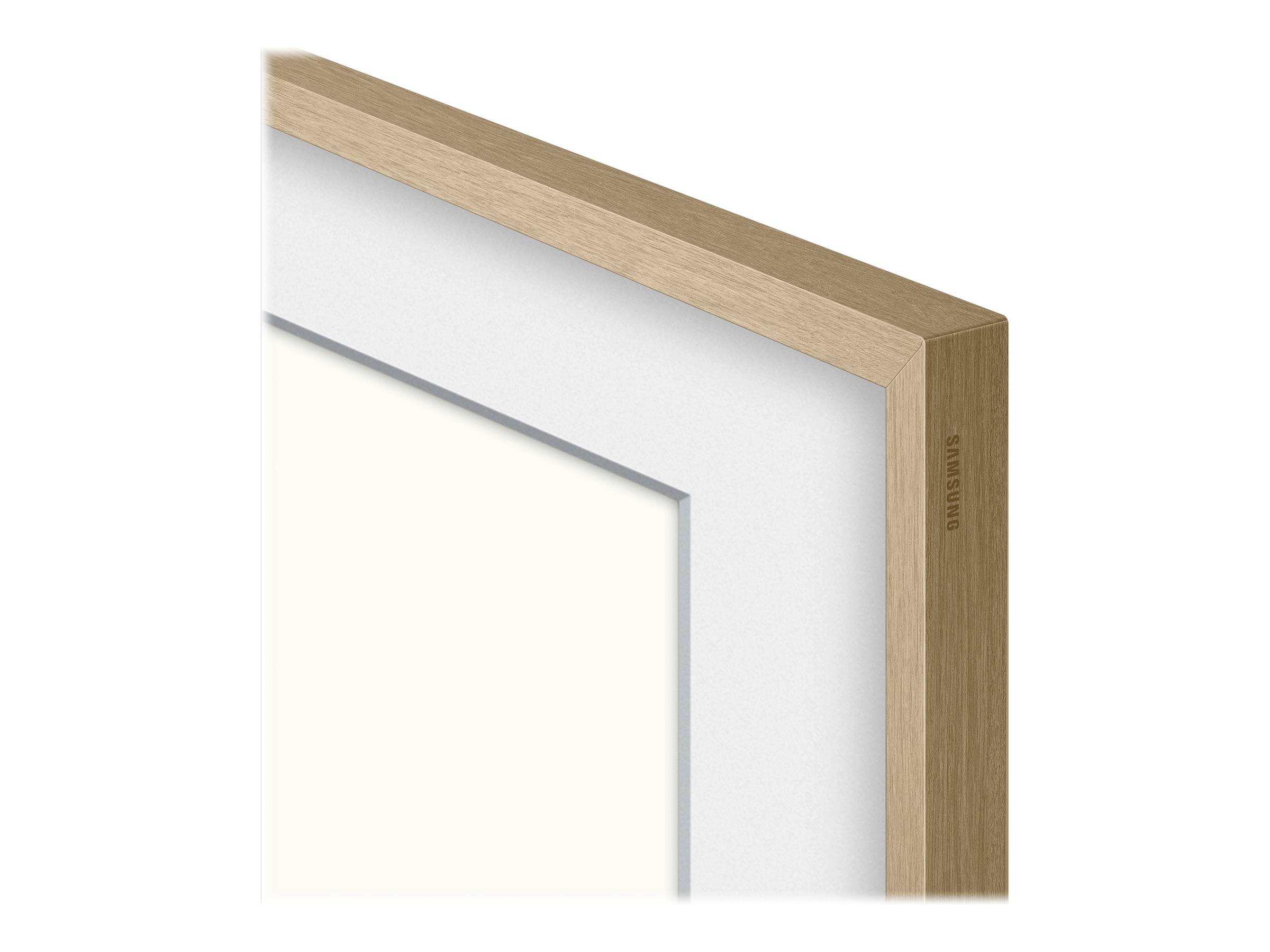 Holzrahmen für einen digitalen Bildschirm, der wie ein traditionelles Bild aussieht. Schlichtes Design, geeignet für moderne Inneneinrichtungen.