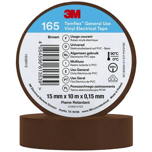 3M Temflex™ 165 165BR1E Isolierband Temflex™ 165 Braun (L x B) 10 m x 15 mm 1 St.