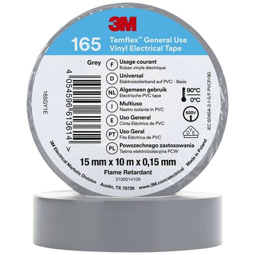 3M Temflex™ 165 165GY1E Isolierband Temflex™ 165 Grau (L x B) 10 m x 15 mm 1 St.
