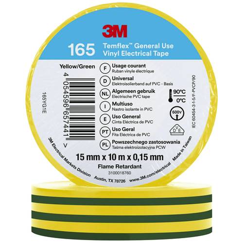 3M Temflex™ 165 165YG1E Isolierband Temflex™ 165 Gelb (L x B) 10 m x 15 mm 1 St.