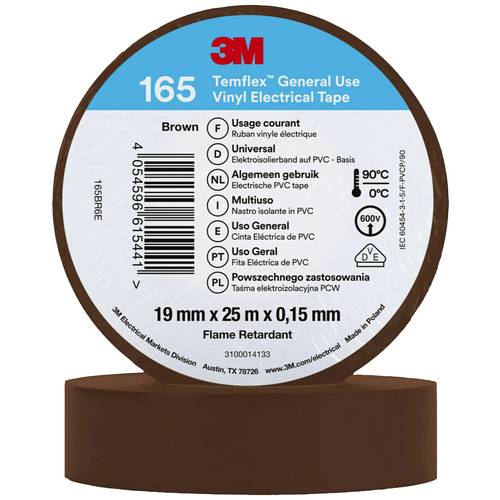 3M Temflex™ 165 165BR6E Isolierband Temflex™ 165 Braun (L x B) 25 m x 19 mm 1 St.