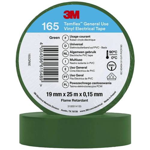 3M Temflex™ 165 165GR6E Isolierband Temflex™ 165 Grün (L x B) 25 m x 19 mm 1 St.