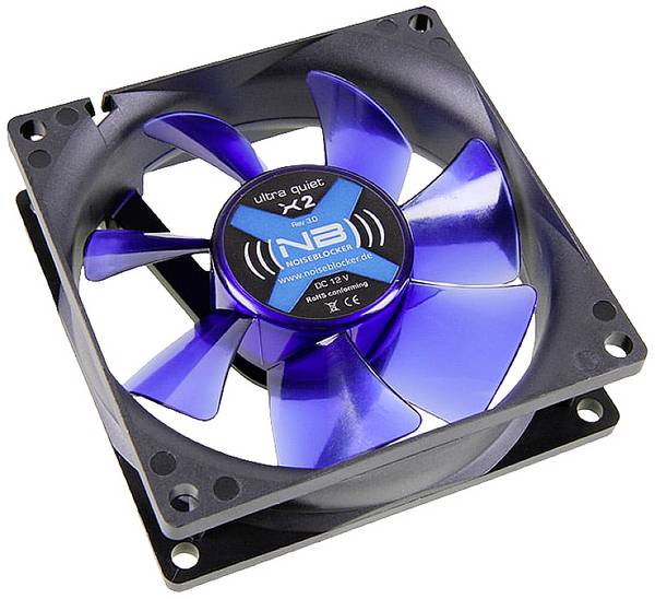 NoiseBlocker BlackSilent Fan X2 PC-Gehäuse-Lüfter Schwarz (B x H x T) 80 x 80 x 25 mm