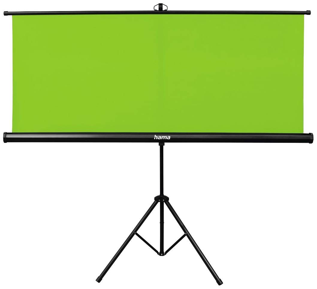 Leinwand auf einem Stativ mit grünem Hintergrund, geeignet für Fotografie oder Videoproduktionen.