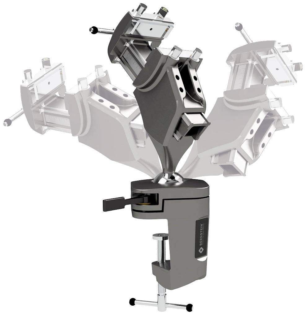 Eine verstellbare Tischklemme mit mehreren Gelenken, die zur Befestigung von Objekten verwendet wird, um unterschiedliche Winkel zu ermöglichen.