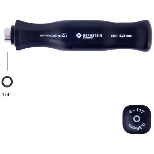Bernstein Tools for Electronics 4-117 ESD Schraubendrehergriff Bitmagnethalteraufnahme 1/4 Zoll 105 mm 1/4