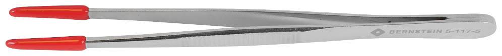 Eine silberne Pinzette mit roten Spitzen, ideal für präzise Handhabung kleiner Objekte oder medizinische Anwendungen.