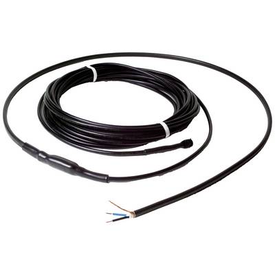Schwarzes Kabel mit offenen Enden, ein Ende mit zwei freiliegenden Kupferdrähten. Geeignet für elektrische Anschlüsse.