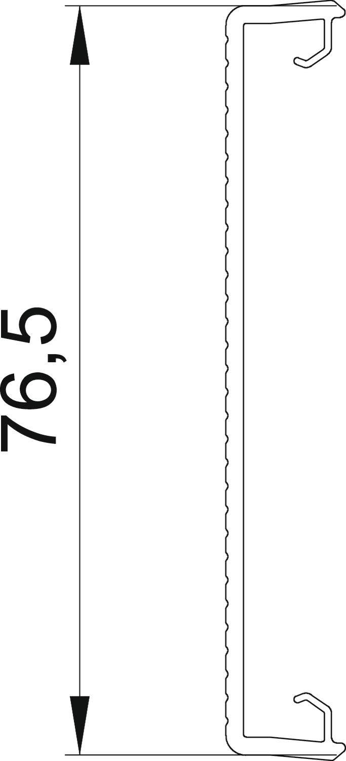 Querschnitt einer Dachplatte mit einer Länge von 76,5 cm.