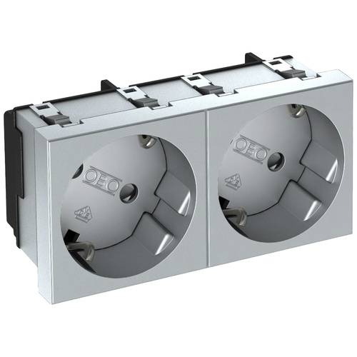 OBO Bettermann 6120114 Geräteeinsatz 2fach Steckdose (B x H x T) 90 x 45 x 42 mm 1 St. Aluminium