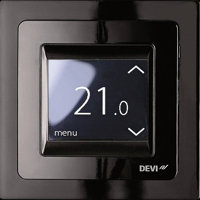 DANFOSS DEVI DEVIreg Touch schwarz 140F1069 UP Uhren-Thermostat 16A, 230V mit Rahme