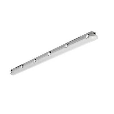 Eine lange, weiße LED-Leuchte in rechteckiger Form, geeignet für Deckenmontage in Innenräumen.