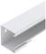Ein weißes Aluminiumprofil mit rechteckigem Querschnitt und abgerundeten Kanten, verwendet zur Kabelverwaltung in Gebäuden.
