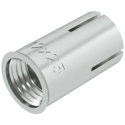 Zylinderförmiges Metallteil mit aufgedruckter Gravur 'M2x25'. Es hat ein Innengewinde und zwei längliche seitliche Schlitze.
