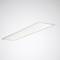 Ein rechteckiges, flaches LED-Deckenpanel mit schlichtem Design, leuchtet hell auf grauem Hintergrund.