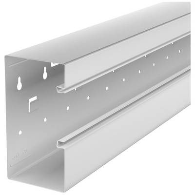 Metallprofilkanal, rechteckig, weiß, mit gestanzten Löchern an den Seiten, für Kabelmanagement oder Installationen geeignet.