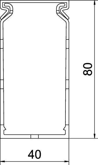 Schematische Zeichnung eines rechteckigen Objekts mit den Maßen 40 x 80 Einheiten, dargestellt durch Linien und Maße.