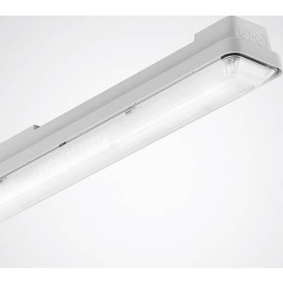 Weiße LED-Leuchtstofflampe an der Decke montiert; moderne Beleuchtung für Arbeitsräume.
