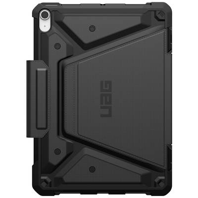 Robuste schwarze Tablet-Hülle mit strukturiertem Design, verstärkten Ecken und einem Stifthalter links.