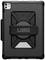 Robustes schwarzes iPad-Case mit integriertem Ständer und Halteriemen, bietet umfangreichen Schutz und Funktionalität für Tablets.