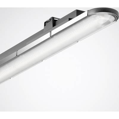 Längliche Deckenleuchte in modernem Design mit silbernem Rahmen und flachem, durchsichtigen Abdeckglas, im eingeschalteten Zustand.