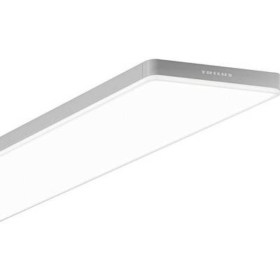 Hängende rechteckige LED-Deckenleuchte in einem schlichten, modernen Design mit grauem Rahmen und diffusem weißen Licht.