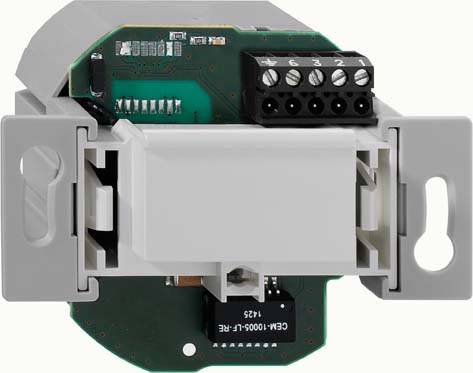 Elektronische Komponente in einem Gehäuse mit Anschlüssen und Leiterplatte. Verwendet für Stromverteilung in elektrischen Systemen.