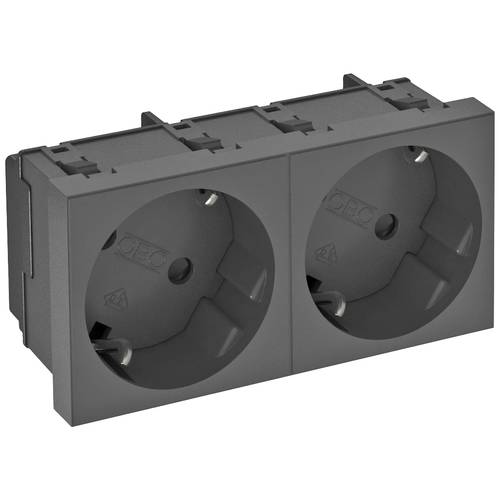 OBO Bettermann 6120111 Geräteeinsatz 2fach Steckdose (B x H x T) 90 x 45 x 42 mm 1 St. Grau