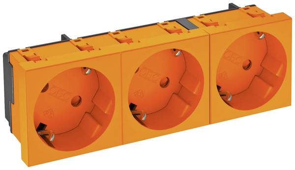 OBO Bettermann 6120125 Geräteeinsatz 3fach Steckdose (B x H x T) 135 x 45 x 42 mm 1 St. Orange