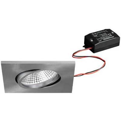 'Quadratischer LED-Einbauspot mit schwarzem Gehäuse und Kabeln.'