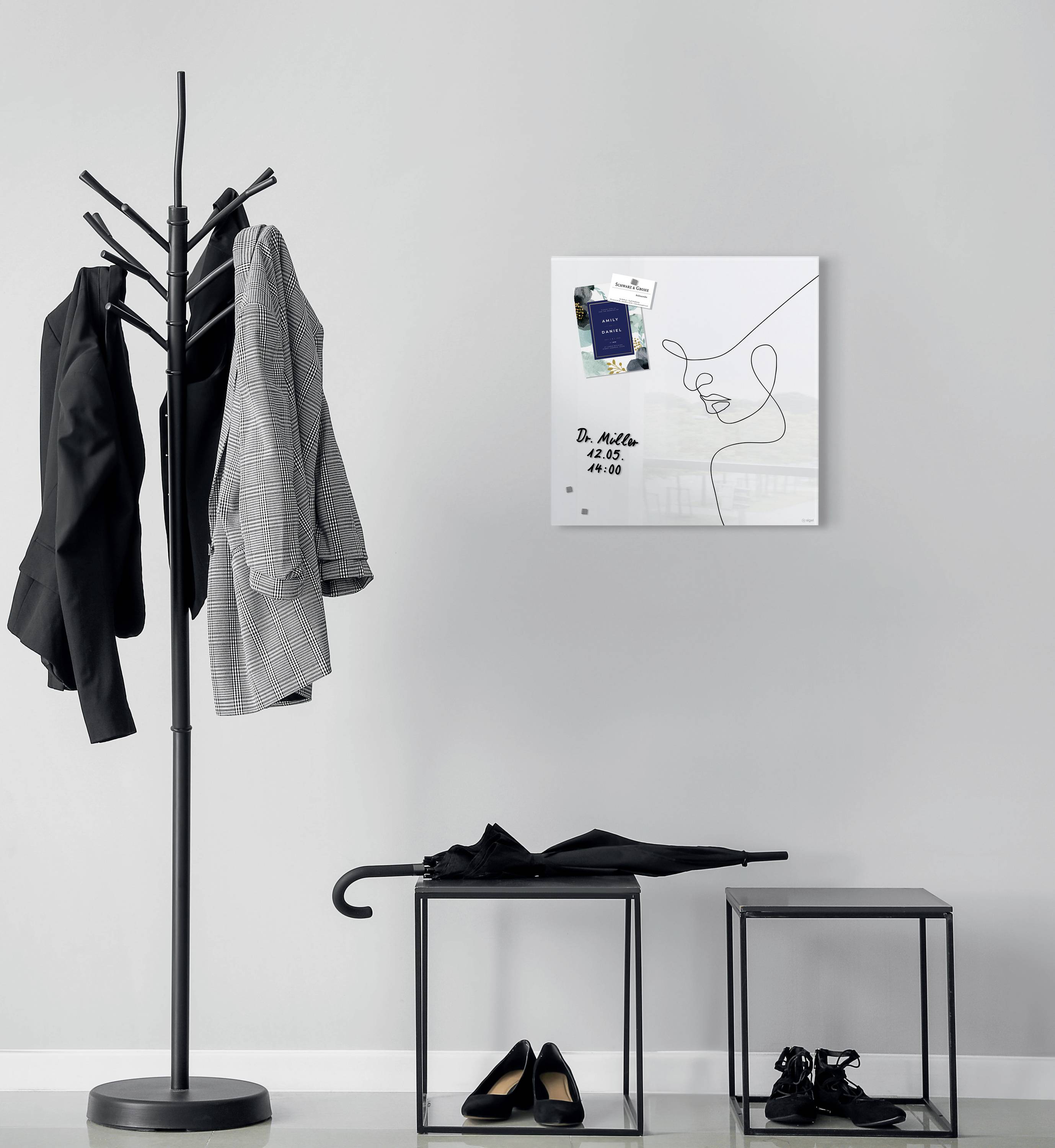 Sigel Glas-Magnetboard Design Line Art (B x H) 480 mm x 480 mm Schwarz GL295-7