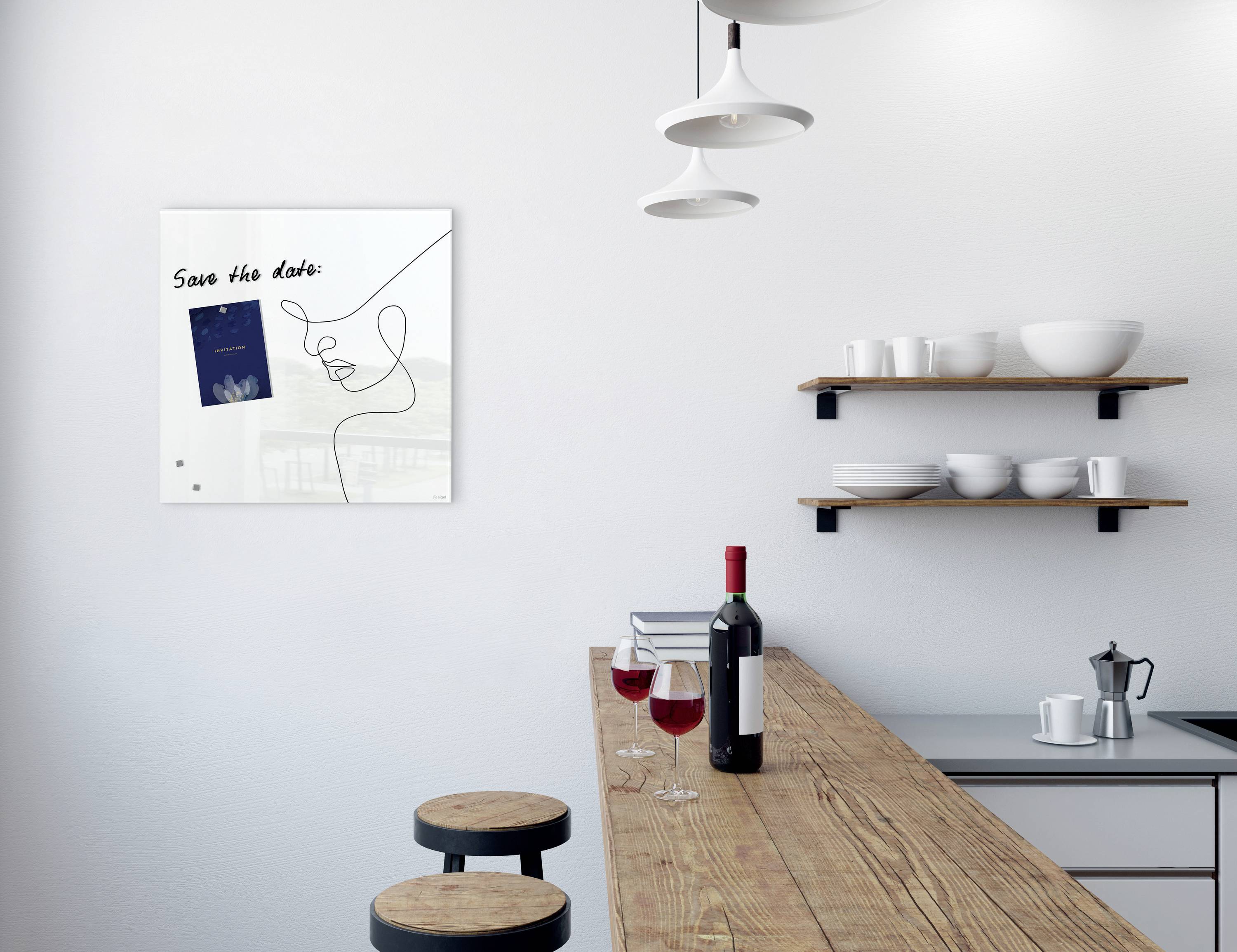 Sigel Glas-Magnetboard Design Line Art (B x H) 480 mm x 480 mm Schwarz GL295-4