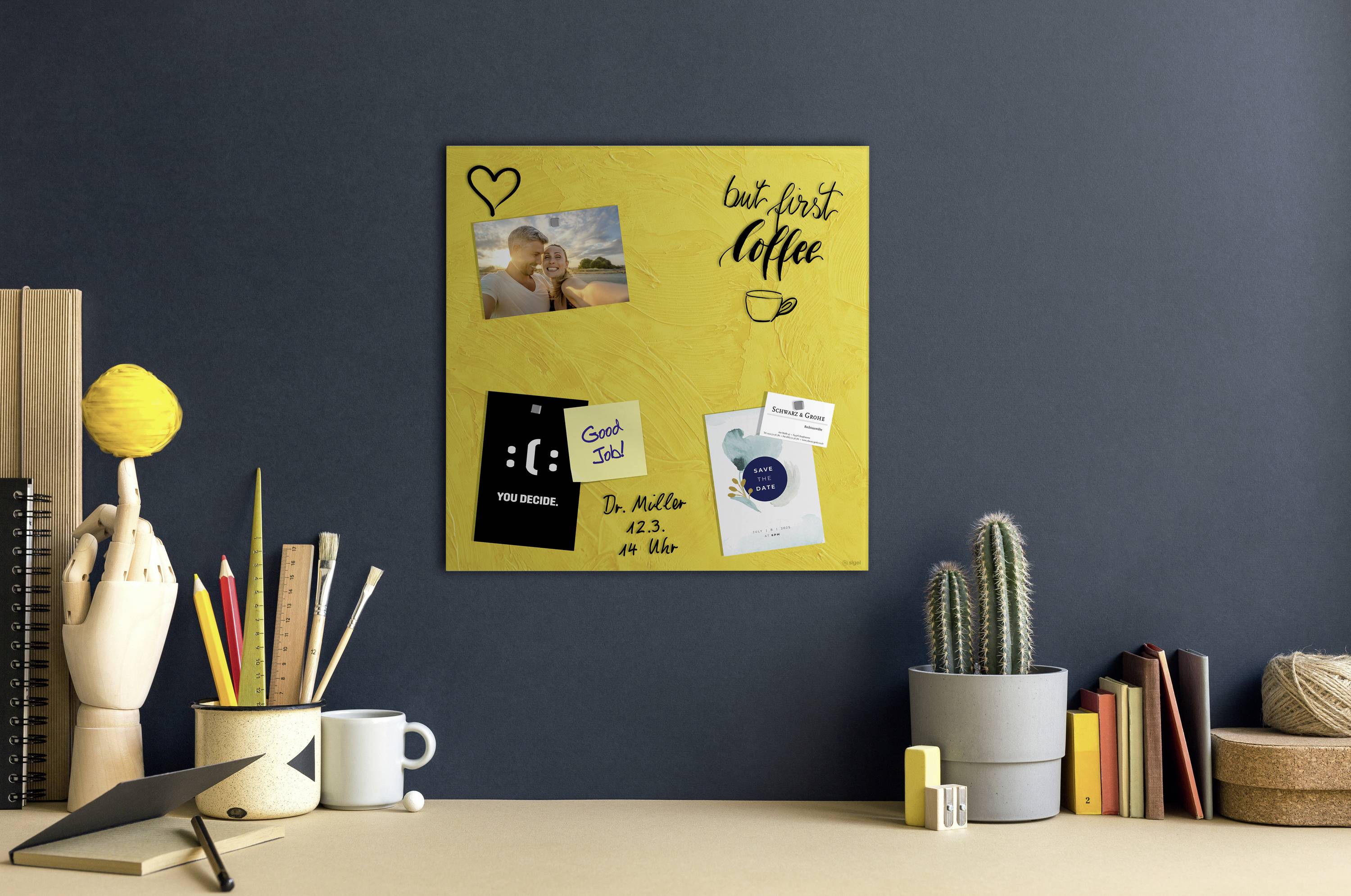 Sigel Glas-Magnetboard Design Yellow Structure matt (B x H) 480 mm x 480 mm Gelb GL293-2