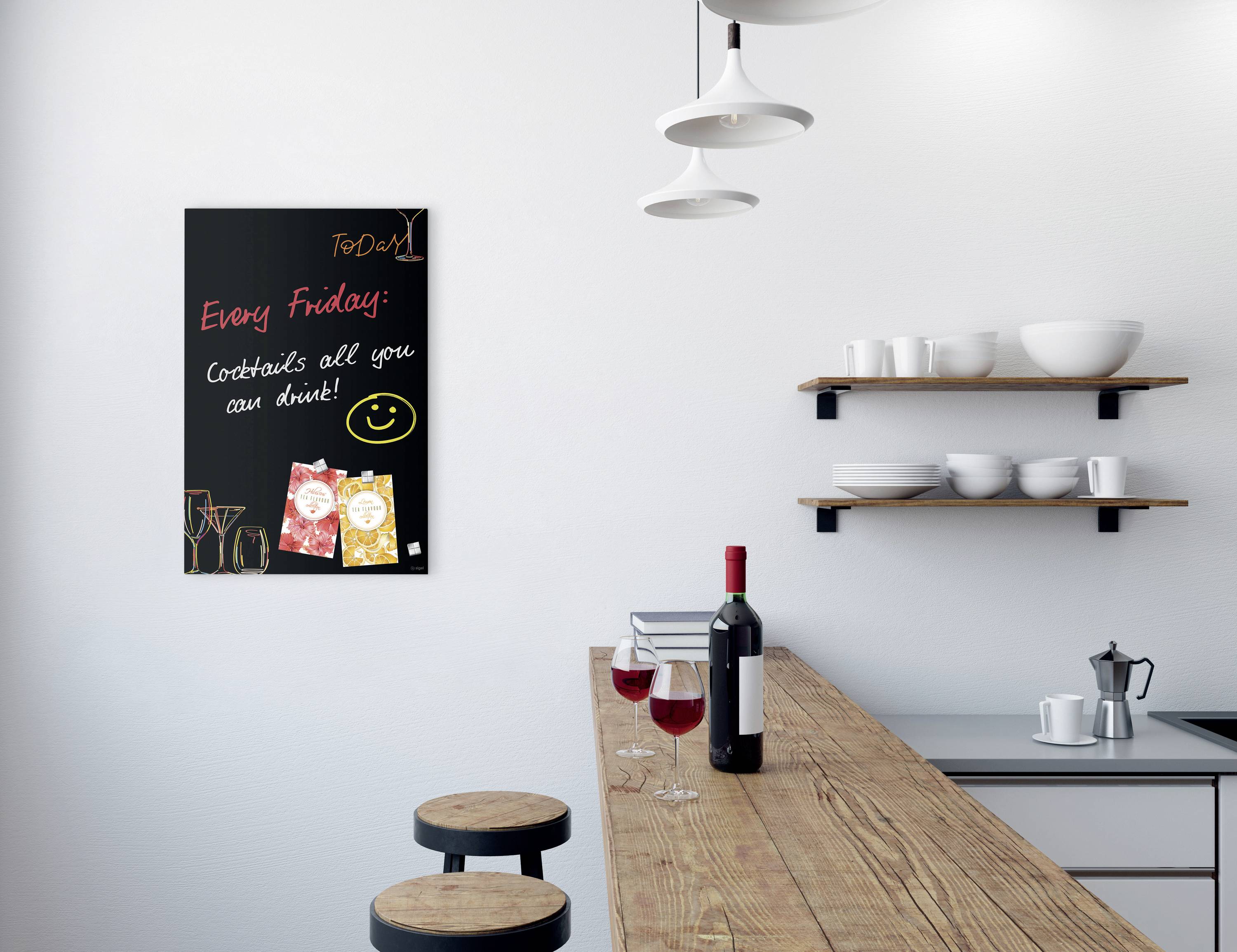 Sigel Glas-Magnetboard Design Drinks matt (B x H) 400 mm x 600 mm Schwarz, Orange GL396-5