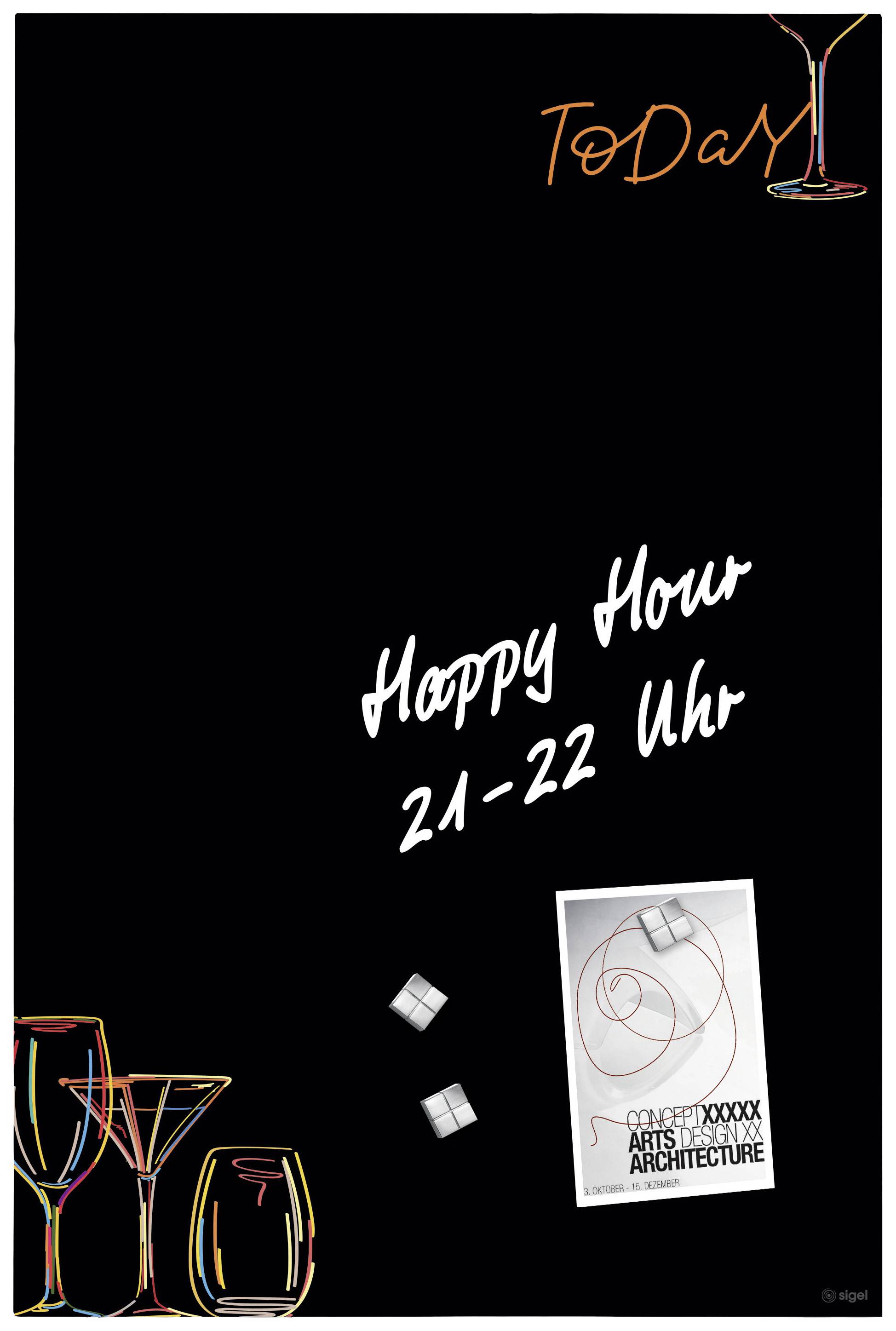 Sigel Glas-Magnetboard Design Drinks matt (B x H) 400 mm x 600 mm Schwarz, Orange GL396-1