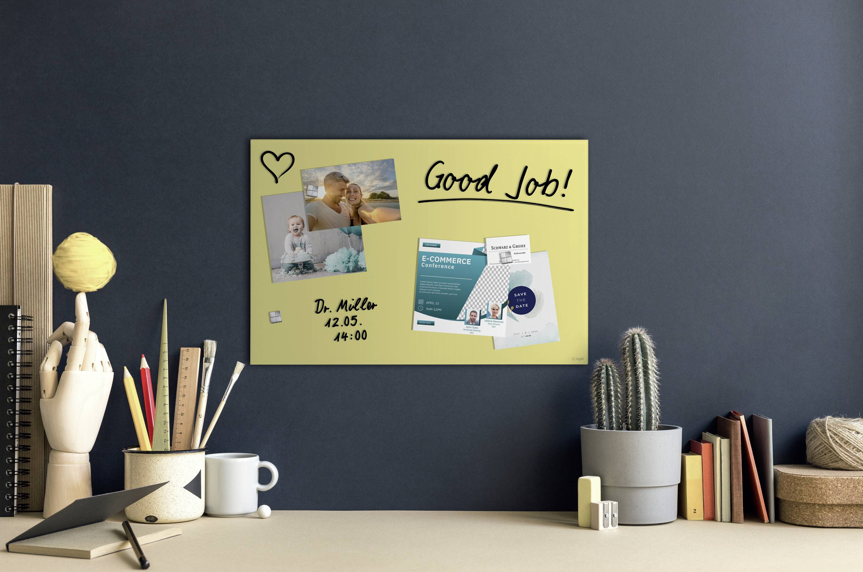 Sigel Glas-Magnetboard Artverum (B x H) 600 mm x 400 mm Pastell-Gelb GL512-4