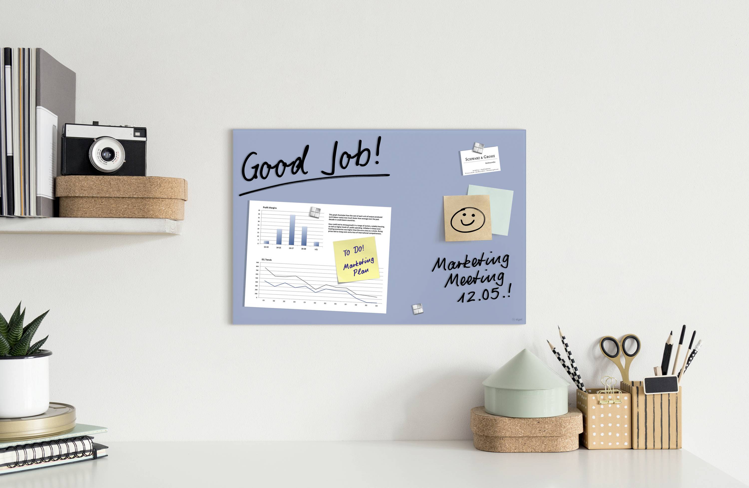 Sigel Glas-Magnetboard Artverum (B x H) 600 mm x 400 mm Pastell-Blau GL513-4