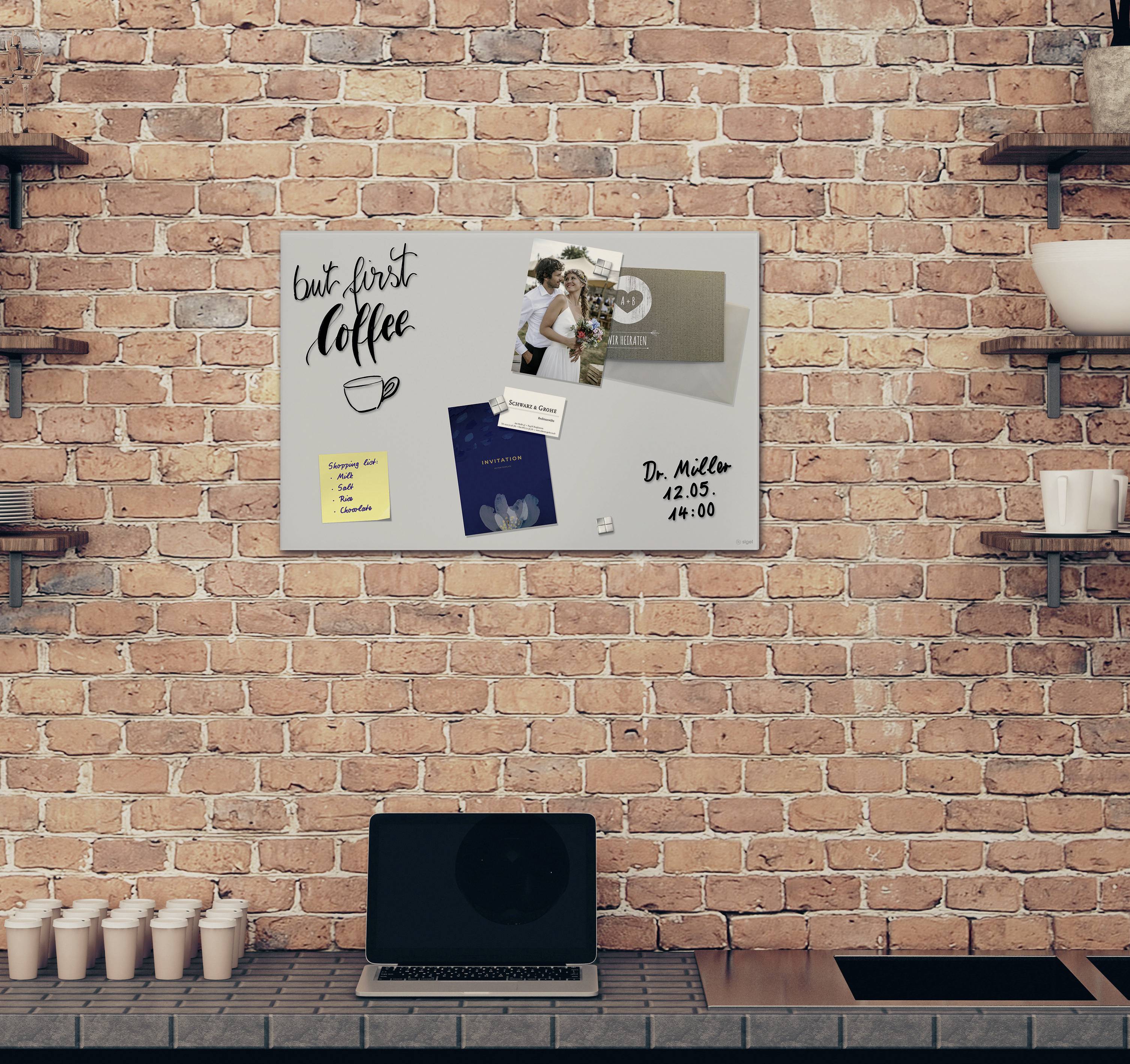 Sigel Glas-Magnetboard Artverum (B x H) 600 mm x 400 mm Hellgrau GL516-3