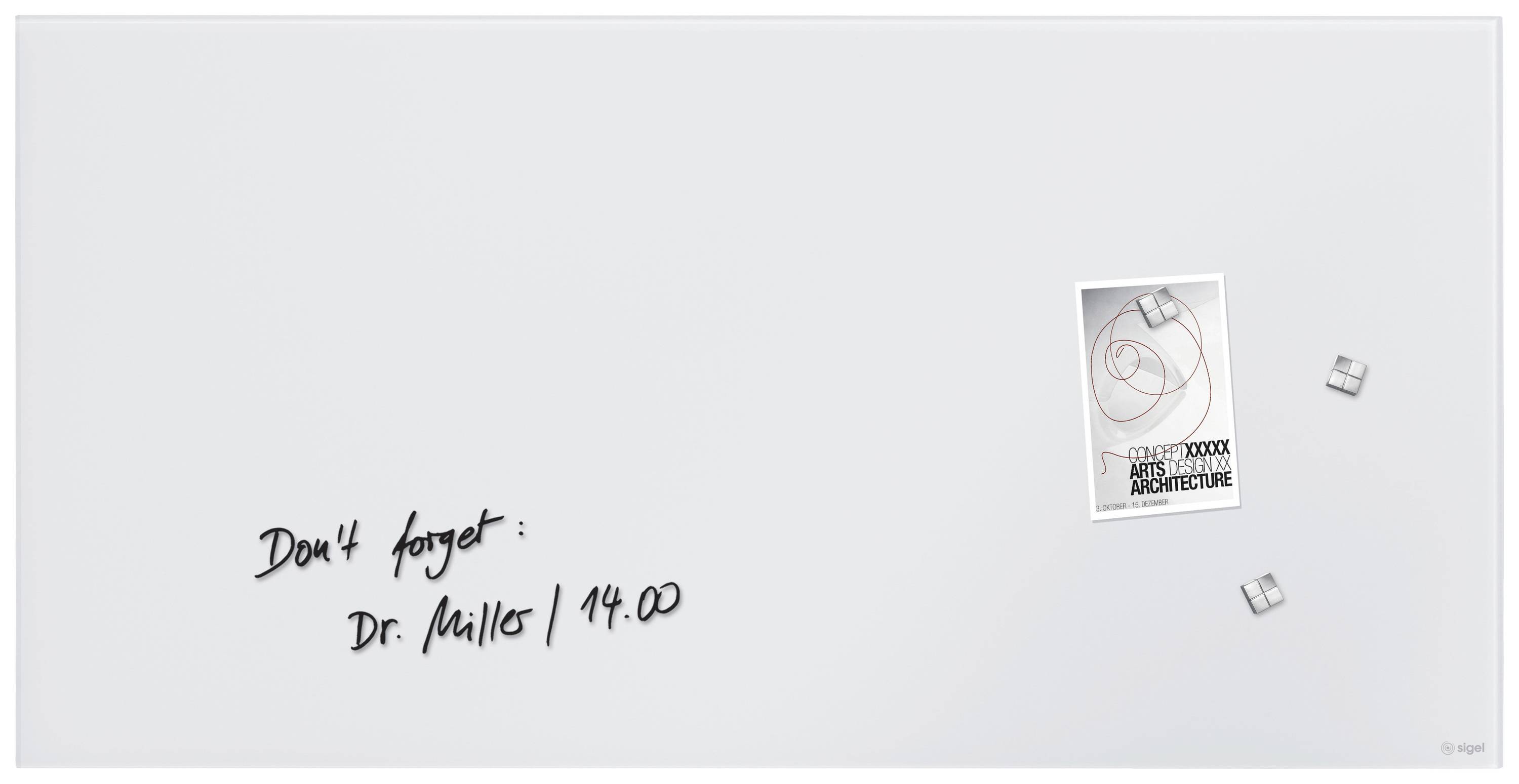 Sigel Glas-Magnetboard Artverum (B x H) 910 mm x 460 mm Super-Weiß GL546-0