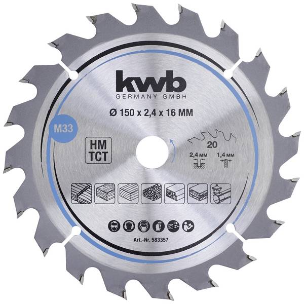 kwb  583357 Hartmetall Kreissägeblatt 150 x 16 mm  1 St.