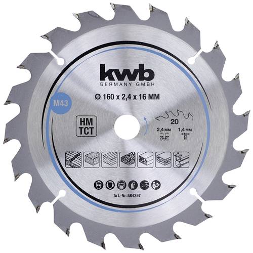 kwb 584357 Hartmetall Kreissägeblatt 160 x 16 mm 1 St.