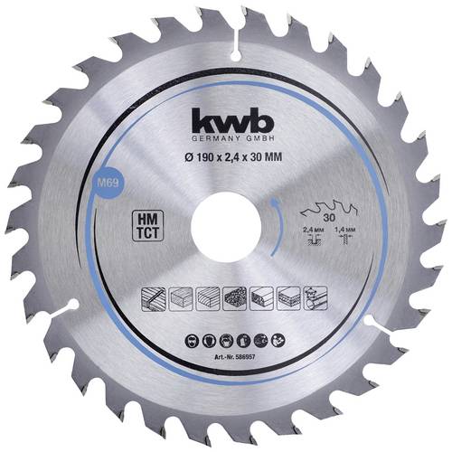 Thumbnail - kwb 586957 Hartmetall Kreissägeblatt 190 x 30 mm 1 St.