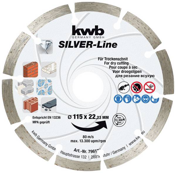 kwb 796170  Diamanttrennscheibe Durchmesser 115 mm Bohrungs-Ø 22.23 mm Ziegel, Beton 1 St.