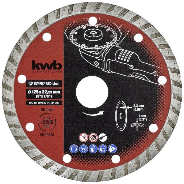 kwb 797540  Diamanttrennscheibe Durchmesser 125 mm Bohrungs-Ø 22 mm Marmor, Keramik, Fliesen 1 St.
