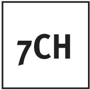 Ein schwarzes Quadrat mit weißem Rand und der weißen Aufschrift '7CH' in der Mitte.