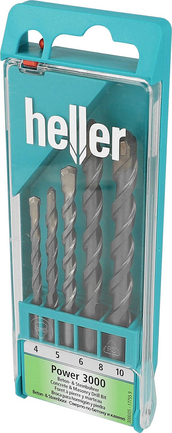 Heller Proconcrete Beton- & Steinbohrer 17755 Hartmetall Hammerbohrer-Set 4 mm, 5 mm, 6 mm, 8 mm, 10 mm Zylinderschaft 5 St.